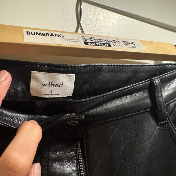 Aritzia Black Leather Straight Leg Pants - Picture 4 of 6